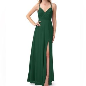 Azazie Aubrey Halter Dress Dark Green Size 12